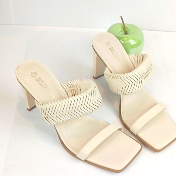 Dream Paris women's nude slip on square toe heels with braided straps size 10 - Picture 11 of 11